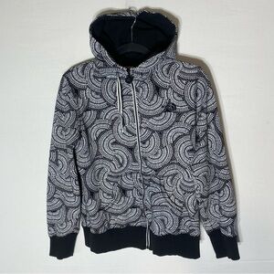 The North Face Black White All Over Print Full Zip Hoodie M